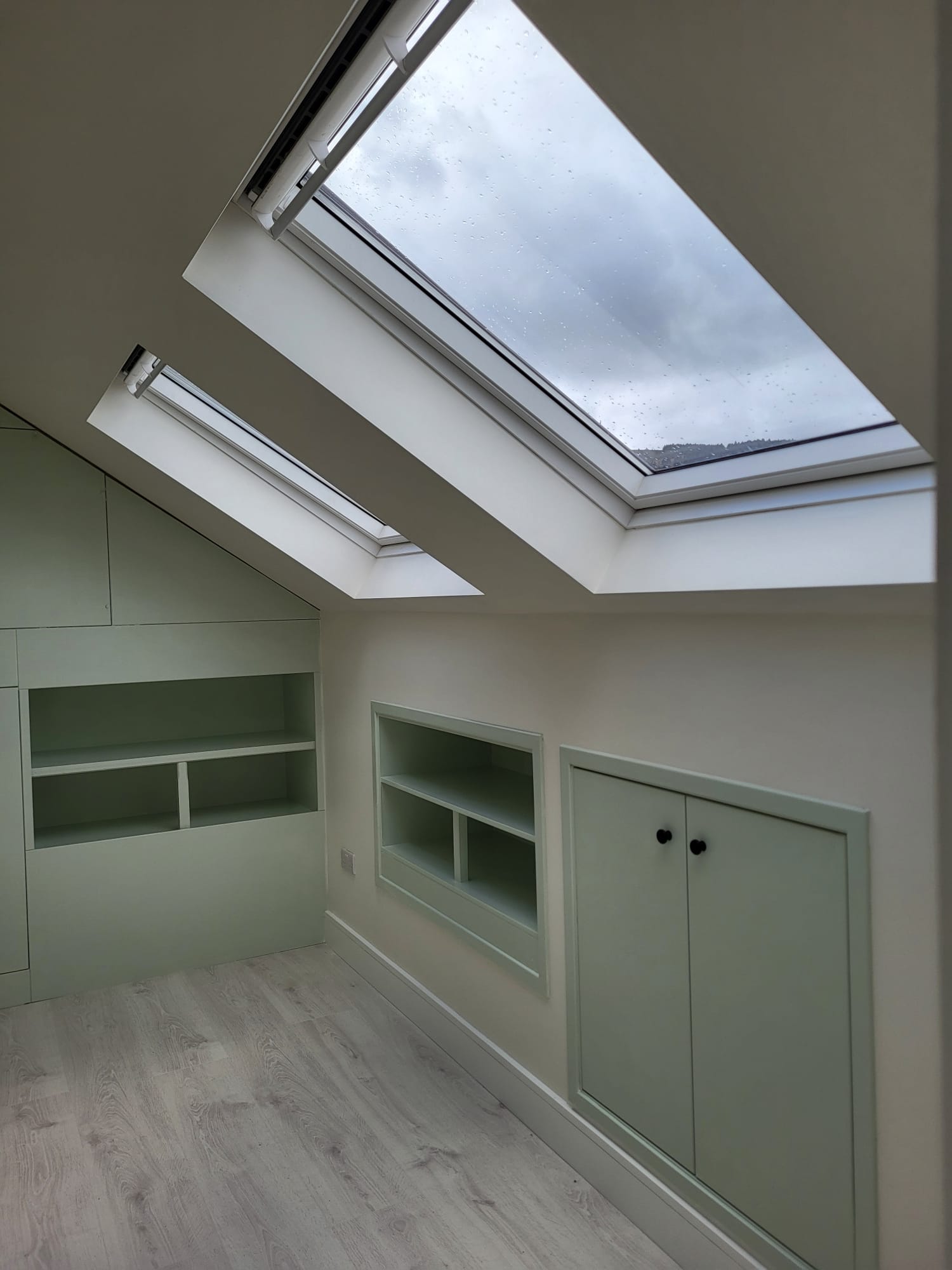 Loft conversion with built-in shelving